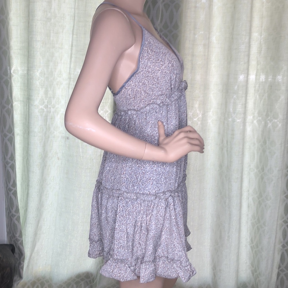 SLATE BLUE ANIMAL PRINT ADJUSTABLE CROSSED SPAGHETTI STRAP DRESS - Picture 9 of 10